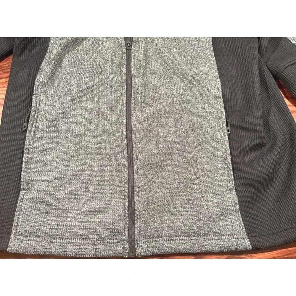 Spyder Mens Full Zip Knit Sweater Jacket Gray Black XL Mock Neck‎ Fleece Lined